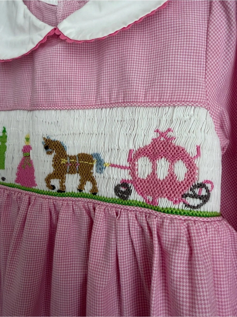 Vintage Rare Editions Pink Gingham Smocked Cinderella Princess Dress 3T